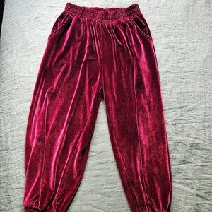 Red Sky burgundy velour 'Ray' pants size M
